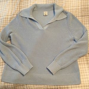 Johnny collar light blue knit sweater